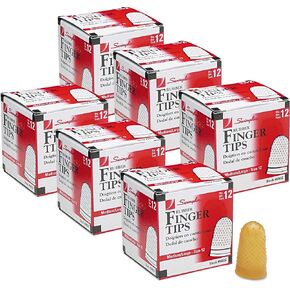 Swingline Products - Swingline - Rubber Finger Tips, Size 12, Medium/Large, Amber, 12/Pack, Pack of 6