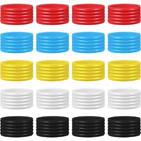 Leitee 20 Pcs Tennis Racket Silicone Ring Tennis Racket Grip Bands Rubber Ring Anti Slip Tennis Absorbent Cover Hold Overgrip in Place for Squash Racquetball Badminton Baseball Racket, 5 Colors