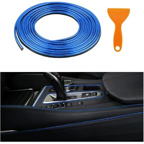 Augeny Car Interior Trim Strips, 16Ft Bendable Flexible Automobile Molding Line Strip Garnish, Self-Adhesive Door Edge Trim with Installing Tool, Universal Car Accessories (Blue)
