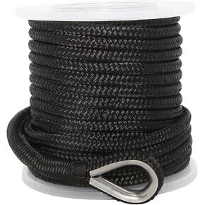 NovelBee 1/2 Inch X 50 Feet Double Braid Nylon Anchor Line with Stainless Steel Thimble and Plastic Chuck in Saudi Arabia