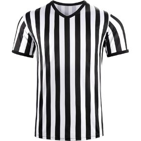 Referee Shirt Men Womens Soccer Ref Costume Jersey, V-Neck Striped Professional Official Sports Referee Shirt