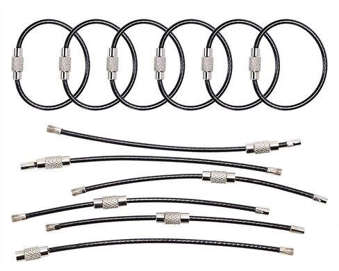 Brand 12Pcs 4 Inches Wire keychain Cable 2mm Nylon Coated Stainless Steel Key Ring Loop for Hanging Luggage Tags or ID Tags (Black) in Saudi Arabia