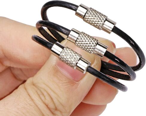 Brand 12Pcs 4 Inches Wire keychain Cable 2mm Nylon Coated Stainless Steel Key Ring Loop for Hanging Luggage Tags or ID Tags (Black) in Saudi Arabia