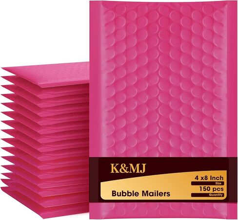K&MJ 4x8 Bubble Mailer، 50 قطعة، ساكورا بينك فقاعات بريدية للأعمال الصغيرة، مظاريف مبطنة، أكياس شحن فقاعات سميكة ذاتية الغلق مقاومة للتمزق، لتغليف المجوهرات، المكياج، المنتجات الكهربائية إلخ in Saudi Arabia