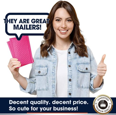 K&MJ 4x8 Bubble Mailer، 50 قطعة، ساكورا بينك فقاعات بريدية للأعمال الصغيرة، مظاريف مبطنة، أكياس شحن فقاعات سميكة ذاتية الغلق مقاومة للتمزق، لتغليف المجوهرات، المكياج، المنتجات الكهربائية إلخ in Saudi Arabia