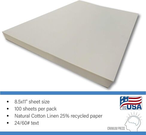25% قطن معاد تدويره، ورق أعمال مقاس 8.5 × 11 بوصة، كتان عاجي طبيعي، 60 رطلاً. نص 100 الكمية in Kuwait