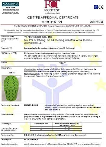 واقي خلفي عالمي للدراجات النارية لسترة الدراجة النارية أو حقيبة ظهر RiderBag CE Armor Level 2 المعتمدة لحماية العمود الفقري. in Kuwait