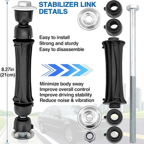 K700432 وصلات قضيب التثبيت الأمامي لـ 2007-2016 شيفروليه تشيفي سيلفرادو 1500 تاهو سوبربان أفالانش كاديلاك إسكاليد جي إم سي يوكون سييرا، قطعتان 25918049 رابط نهاية المثبت الأمامي in Kuwait