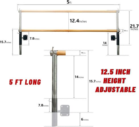 Ballet Barre Wall Mounted for Home or Studio Dance Training, Yoga, Stretching, and Pilates, Posture for Kids and Adults, Beginner Friendly, Dancer in Saudi Arabia