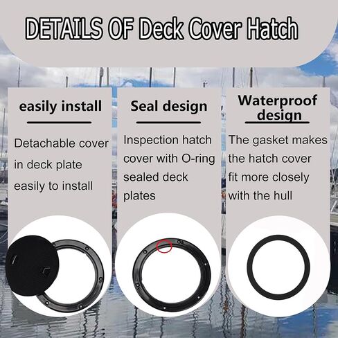 فتحة سطح القارب للوصول إلى فتحة غطاء سطح السفينة المستديرة مقاس 6 بوصات لوحة غطاء للوصول البحري، غطاء فتحة فحص دائري أسود غير قابل للانزلاق، غطاء قابل للفصل ليخت القوارب البحرية، وفتحات مقصورة القارب وألواح سطح السفينة للقوارب in Kuwait