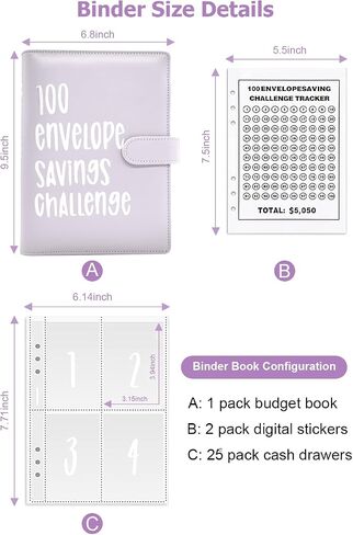 100 Envelopes Money Saving Challenge Budget Binder, Envelope Savings Challenge Book, 52 Week Money Binder For Cash Saving Budget Book With Pouches Halloween, Christmas, Gifts For Friends White in Saudi Arabia