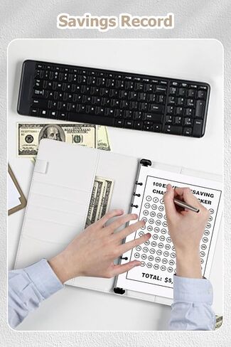100 Envelopes Money Saving Challenge Budget Binder, Envelope Savings Challenge Book, 52 Week Money Binder For Cash Saving Budget Book With Pouches Halloween, Christmas, Gifts For Friends White in Saudi Arabia
