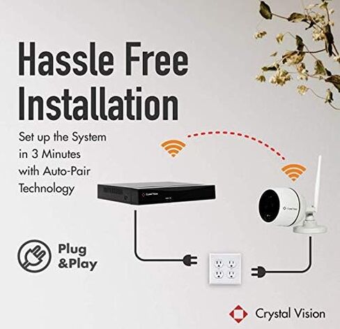 (2024 Upgraded Ver.) [8CH] Crystal Vision CVT808N-41C 1080P Full HD Wireless Surveillance System NVR CCTV w/ 2TB HDD, 4 x Floodlight Audio Cameras in Saudi Arabia