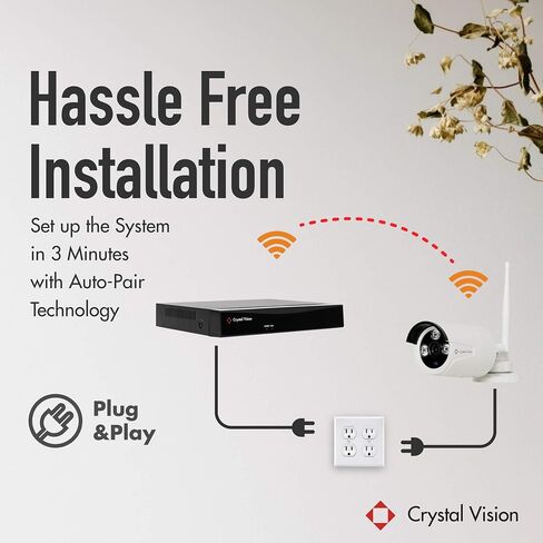 (2024 Upgraded Ver.) [8CH] Crystal Vision CVT808N-41C 1080P Full HD Wireless Surveillance System NVR CCTV w/ 2TB HDD, 4 x Floodlight Audio Cameras in Saudi Arabia