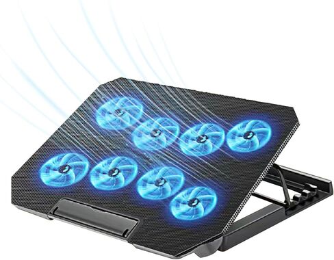 Laptop Cooling Pad with Adjustable Height 8 Fan 2 USB Ports Suitable for 12"-15.6" Laptops（Black） in Kuwait