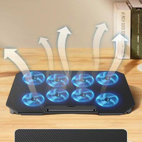 Laptop Cooling Pad with Adjustable Height 8 Fan 2 USB Ports Suitable for 12"-15.6" Laptops（Black） in Kuwait