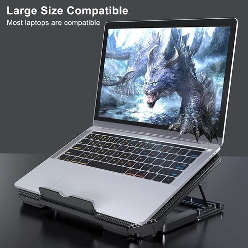 Laptop Cooling Pad with Adjustable Height 8 Fan 2 USB Ports Suitable for 12"-15.6" Laptops（Black） in Kuwait