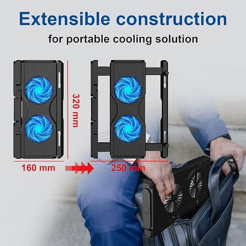 Laptop Cooling Pad 10"- 17" Adjustable Angle Laptop Cooler Fan USB + Type-C Ports Shrink Portable Quiet Strong Wind Desk Fan in Kuwait