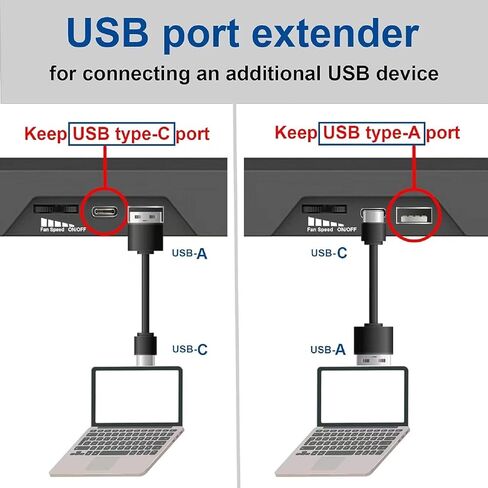 Laptop Cooling Pad 10"- 17" Adjustable Angle Laptop Cooler Fan USB + Type-C Ports Shrink Portable Quiet Strong Wind Desk Fan in Kuwait