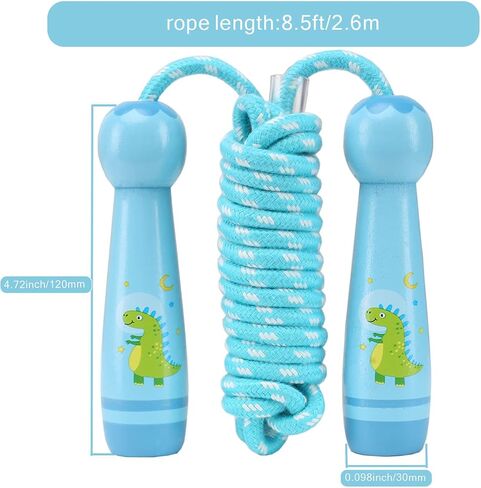 Jump Rope for Kids, Adjustable Toddler Jump Rope with Wooden Handle and Cotton Rope, Cute Skipping Rope for Boys and Girls Fitness Workout Exercise 8.5 Ft(Pink) in Kuwait