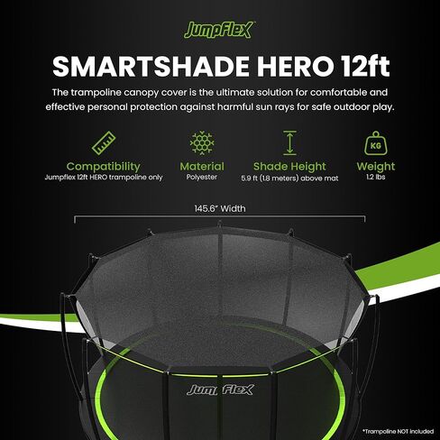 غطاء مظلة من JumpFlex SMARTSHADE ناعم للاستخدام الخارجي في الفناء الخلفي للترامبولين للحماية من الشمس، متوافق مع نموذج البطل فقط، الترامبولين غير متضمن in Kuwait