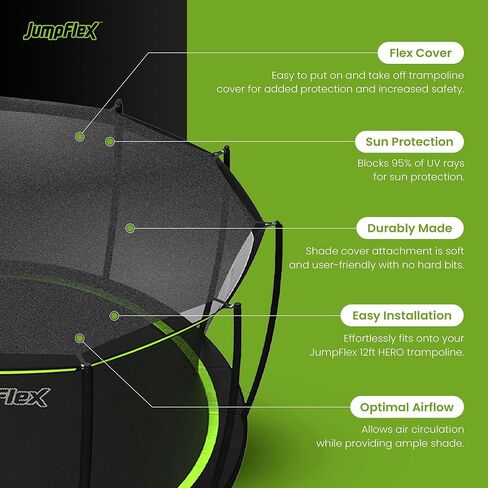 غطاء مظلة من JumpFlex SMARTSHADE ناعم للاستخدام الخارجي في الفناء الخلفي للترامبولين للحماية من الشمس، متوافق مع نموذج البطل فقط، الترامبولين غير متضمن in Kuwait