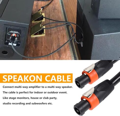 25 Ft. Pack of 2 True 4 Conductor Speakon Cable - 2pcs 25 Feet 4 Pole Speak-ON to SpeakON Cables - 12 AWG Heavy Duty PA DJ Stage Amplifier to Cabinet Wiring with Twist Lock in Saudi Arabia