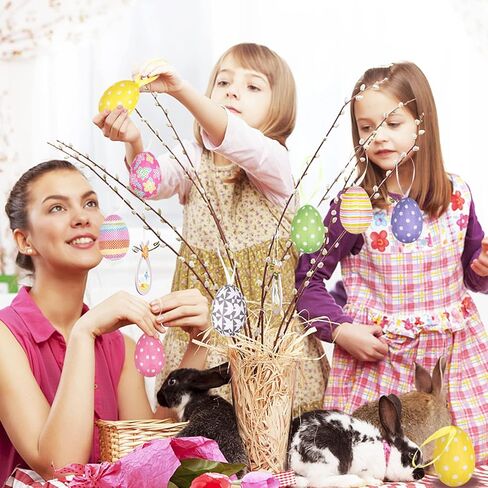 زينة بيضة عيد الفصح لتزيين الأشجار، 20 قطعة من حلي البيض المعلقة من الورق المعجن لمستلزمات حفلات عيد الفصح وعطلة الربيع in Kuwait