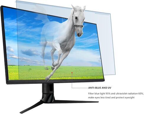 واقي شاشة أزرق فاتح مقاس 25، 26، 27، 28 بوصة لشاشة الكمبيوتر مانع الضوء الأزرق، غطاء شاشة كمبيوتر مضاد للتوهج in Kuwait