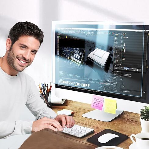 واقي شاشة أزرق فاتح مقاس 25، 26، 27، 28 بوصة لشاشة الكمبيوتر مانع الضوء الأزرق، غطاء شاشة كمبيوتر مضاد للتوهج in Kuwait