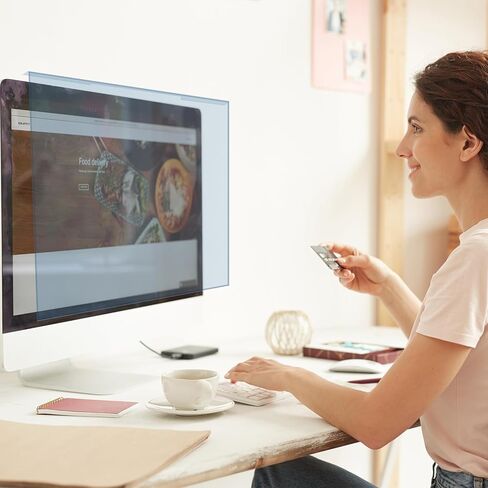 واقي شاشة أزرق فاتح مقاس 25، 26، 27، 28 بوصة لشاشة الكمبيوتر مانع الضوء الأزرق، غطاء شاشة كمبيوتر مضاد للتوهج in Kuwait