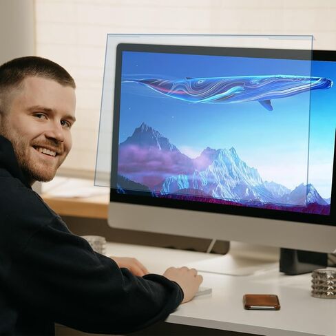 واقي شاشة أزرق فاتح مقاس 25، 26، 27، 28 بوصة لشاشة الكمبيوتر مانع الضوء الأزرق، غطاء شاشة كمبيوتر مضاد للتوهج in Kuwait