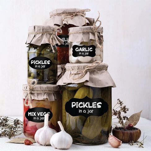 156 ملصق سبورة ممتاز مع قلم طباشير أبيض قابل للمسح متضمن - ملصقات برطمان ميسون على شكل سبورة طباشير - ملصق سبورة سوداء قابل للإزالة للبرطمانات (3 أحجام) in Kuwait