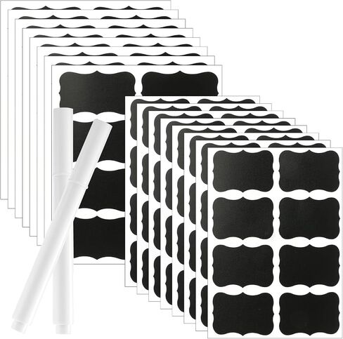 128Pcs Chalkboard Labels Chalk Labels for Containers Chalkboard Labels for Storage Bins Black Labels Basket Labels for Storage Bins Clip On Labels for Storage Bins with White Chalk Markers in Saudi Arabia