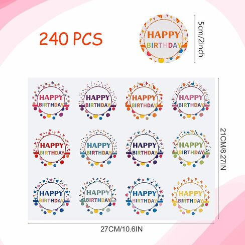 240 قطعة من ملصقات عيد ميلاد سعيد، ملصقات شكرًا لك، ملصقات شارة عيد ميلاد فنية لطيفة مقاس 2 بوصة، ملصقات دائرية، ملصقات هدايا لتغليف الهدايا، حقائب الهدايا in Kuwait