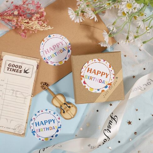 240 قطعة من ملصقات عيد ميلاد سعيد، ملصقات شكرًا لك، ملصقات شارة عيد ميلاد فنية لطيفة مقاس 2 بوصة، ملصقات دائرية، ملصقات هدايا لتغليف الهدايا، حقائب الهدايا in Kuwait