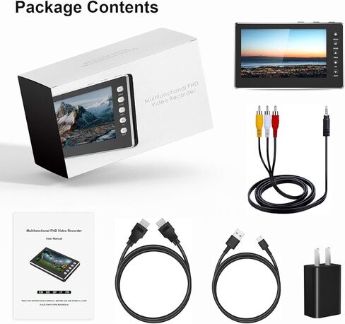 صندوق التقاط فيديو DIGITNOW HD 1080P 60FPS USB 2.0 محول فيديو إلى رقمي مع شاشة OLED مقاس 5 بوصات، التقاط مسجل فيديو AV&HDMI من VCR، وDVD، وأشرطة VHS، وHi8، وكاميرات الفيديو، وأنظمة الألعاب in Kuwait