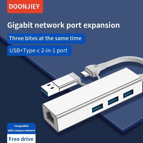 USB+Type C 2 في 1 إلى منفذ LAN (100 ميجا بت في الثانية) + HUB Hub USB C إلى HDMI Hub Ethernet 3*USB 3.0 قارئ بطاقات SD/TF، ​​متوافق مع أجهزة الكمبيوتر المحمولة USB C وأجهزة C الأخرى in Saudi Arabia