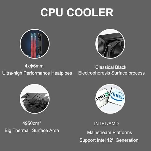 مبرد هواء وحدة المعالجة المركزية PCCOOLER Paladin EX400 Premium، مروحة PWM 130 مم، مبرد وحدة المعالجة المركزية 180W TDP، طبقة حماية مضادة للأكسدة مطلية بالنيكل لـ AMD AM4 AM5 وIntel LGA 1700/1200/115X (Paladin EX400) in Kuwait