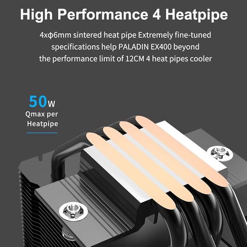 مبرد هواء وحدة المعالجة المركزية PCCOOLER Paladin EX400 Premium، مروحة PWM 130 مم، مبرد وحدة المعالجة المركزية 180W TDP، طبقة حماية مضادة للأكسدة مطلية بالنيكل لـ AMD AM4 AM5 وIntel LGA 1700/1200/115X (Paladin EX400) in Kuwait