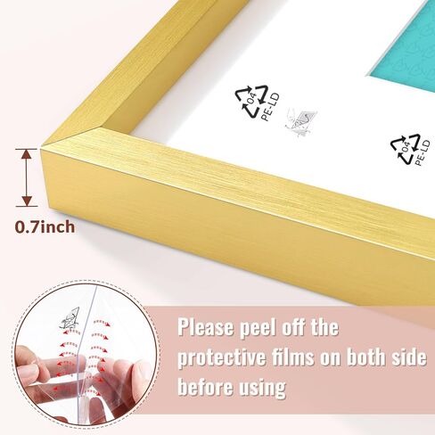 Aluminum 24 x 30 Picture Frame Gold, Premium Metal Poster Frame Display Pictures 24x30 with Mat or 22x28 Without Mat, Aluminum Frame and Polished Plexiglass, Suitable for Wall Decoration (1 Pack) in Kuwait