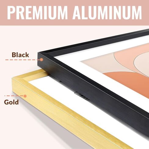 Aluminum 24 x 30 Picture Frame Gold, Premium Metal Poster Frame Display Pictures 24x30 with Mat or 22x28 Without Mat, Aluminum Frame and Polished Plexiglass, Suitable for Wall Decoration (1 Pack) in Kuwait