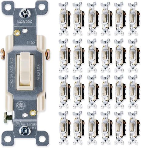 GE 3-Way Grounding Toggle Switch, 5 Pack, In Wall On/Off Fan & Light Switch Replacement, 15 Amp, Great for Home, Office & Kitchen, UL Listed, Light Almond, 44032 in Saudi Arabia