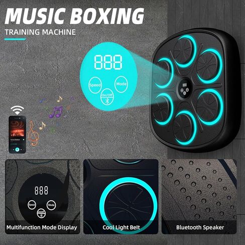 Voraiya New Smart Music Boxing Machine with Boxing Gloves, Bluetooth Training Machine with LED Electronic Wall Mounted, Electronic Focus Agility Training Digital Boxing for Kids and Adults in Kuwait