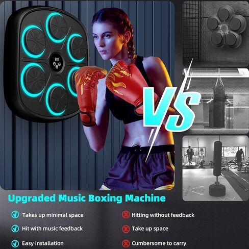 Voraiya New Smart Music Boxing Machine with Boxing Gloves, Bluetooth Training Machine with LED Electronic Wall Mounted, Electronic Focus Agility Training Digital Boxing for Kids and Adults in Kuwait