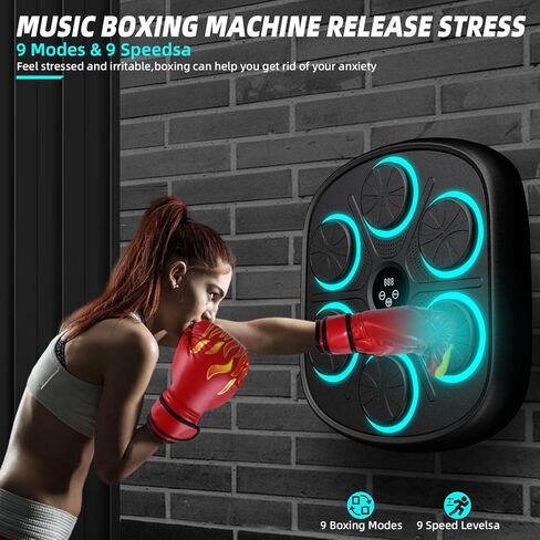 Voraiya New Smart Music Boxing Machine with Boxing Gloves, Bluetooth Training Machine with LED Electronic Wall Mounted, Electronic Focus Agility Training Digital Boxing for Kids and Adults in Kuwait