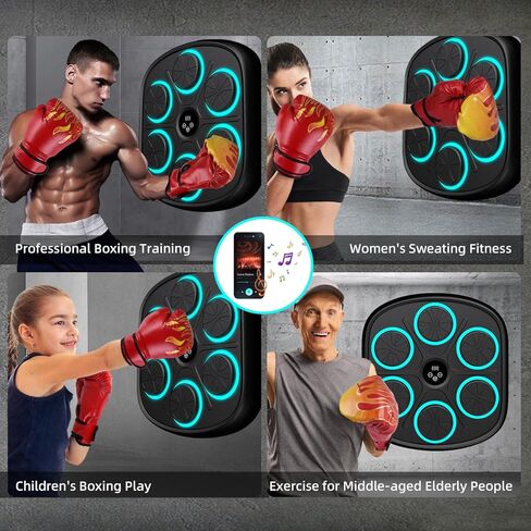 Voraiya New Smart Music Boxing Machine with Boxing Gloves, Bluetooth Training Machine with LED Electronic Wall Mounted, Electronic Focus Agility Training Digital Boxing for Kids and Adults in Kuwait