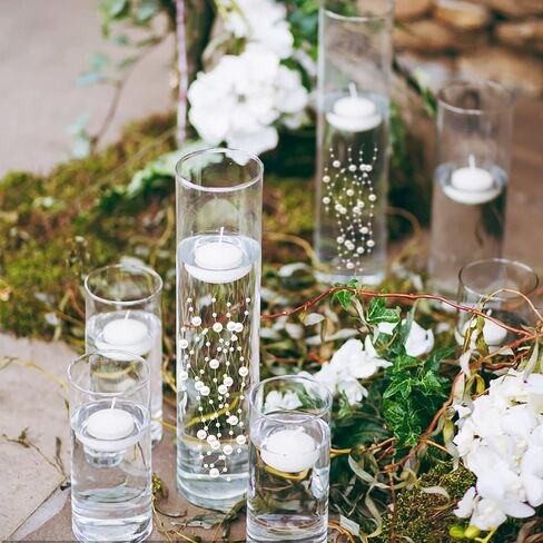 50Pcs Pearl Strings for Floating Candles, Floating-Effect Faux Pearls for Vase Filler, Centerpiece Table Decorations for Wedding, Party, Event (Black) in Kuwait