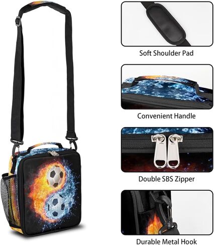 كرة القدم لاعب كرة القدم الأخضر صناديق الغداء حقيبة للأطفال حقيبة للحفاظ على البرودة حاوية علب الغداء القابلة لإعادة الاستخدام معزول حقيبة الغداء in Kuwait