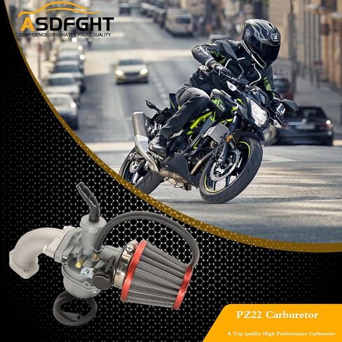 مكربن ​​22 مم كارب PZ22 متوافق مع 110cc 125cc SSR CRF50 Predators Go Karts Pit Dirt Bike Sunl Taotao Pit Bike ATV مكربن ​​ATV الصيني (مع فلتر هواء + مشعب أنبوب الإدخال) in Kuwait